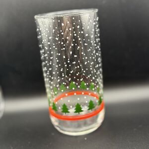 Libbey LRS61 TREES & SNOW 16oz Tumbler Glass Christmas HTF ec